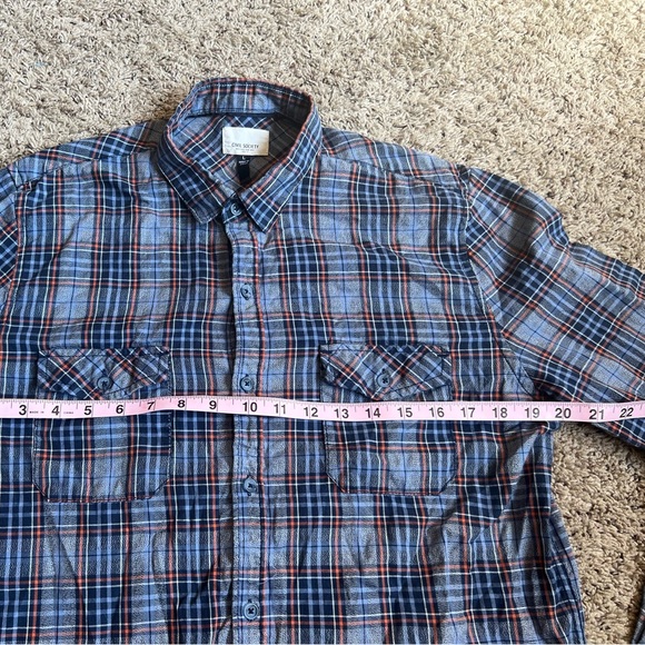 Civil Society Blue Plaid Flannel Cotton Button Down Shirt Large - Picture 4 of 6